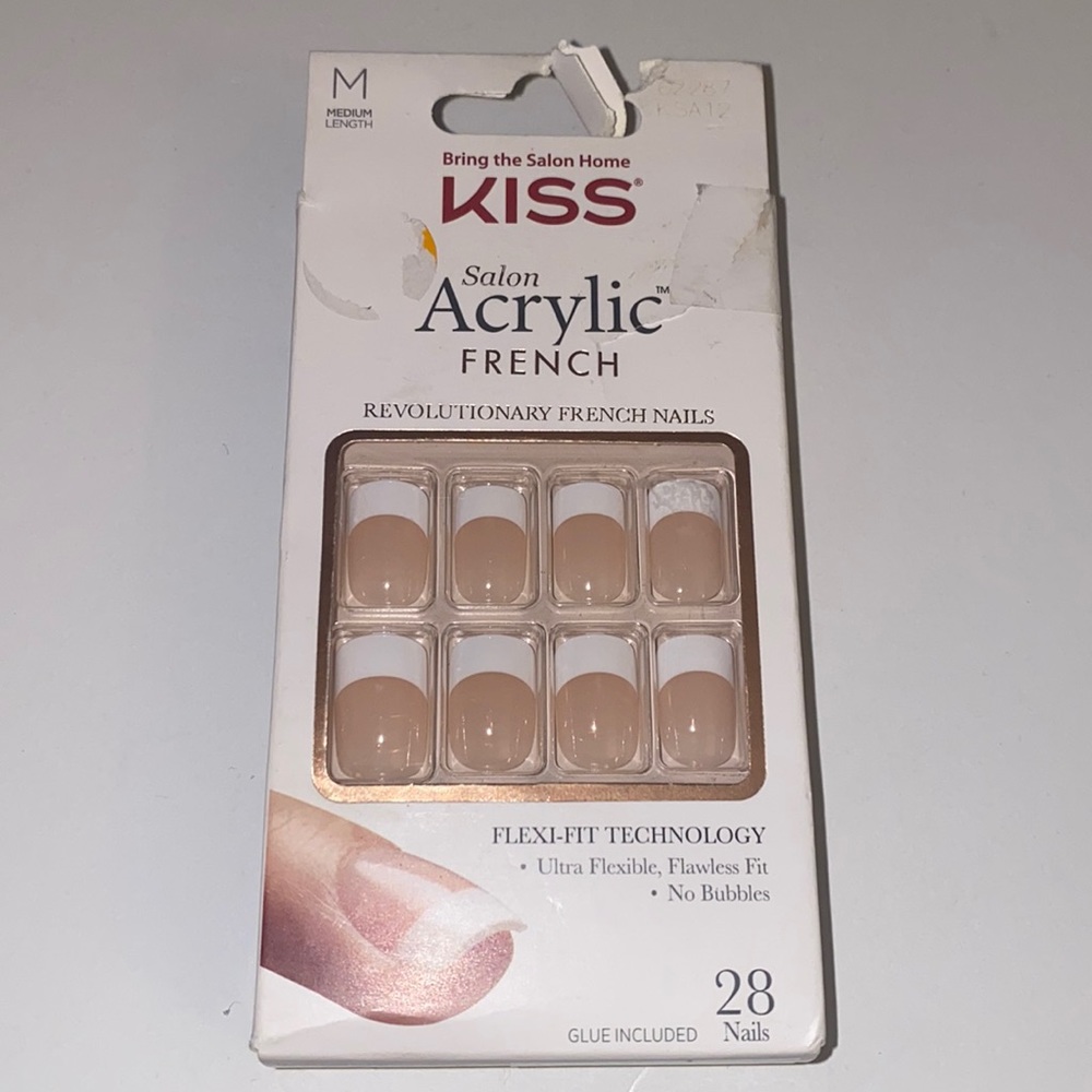 NEW size Medium Kiss salon acrylic French Tip Nails